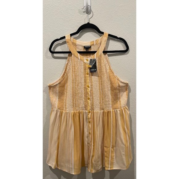 TORRID Yellow Stripe Babydoll Tunic - Picture 1 of 3